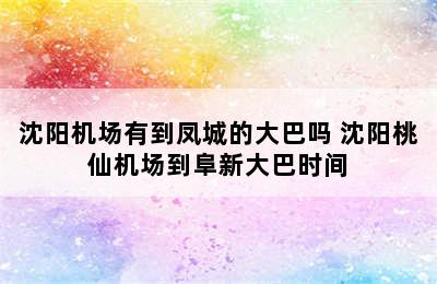 沈阳机场有到凤城的大巴吗 沈阳桃仙机场到阜新大巴时间